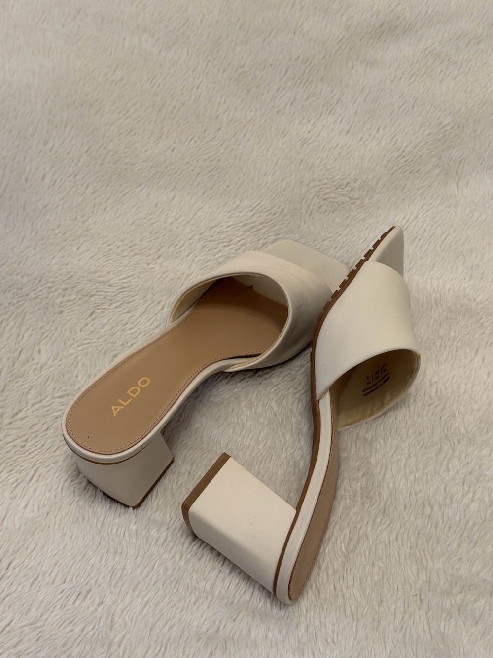 Aldo Cream Open-Toe Block Heel